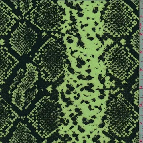 4 YD PC-Neon Yellow Snakeskin Double Brushed Jersey Knit Fabric