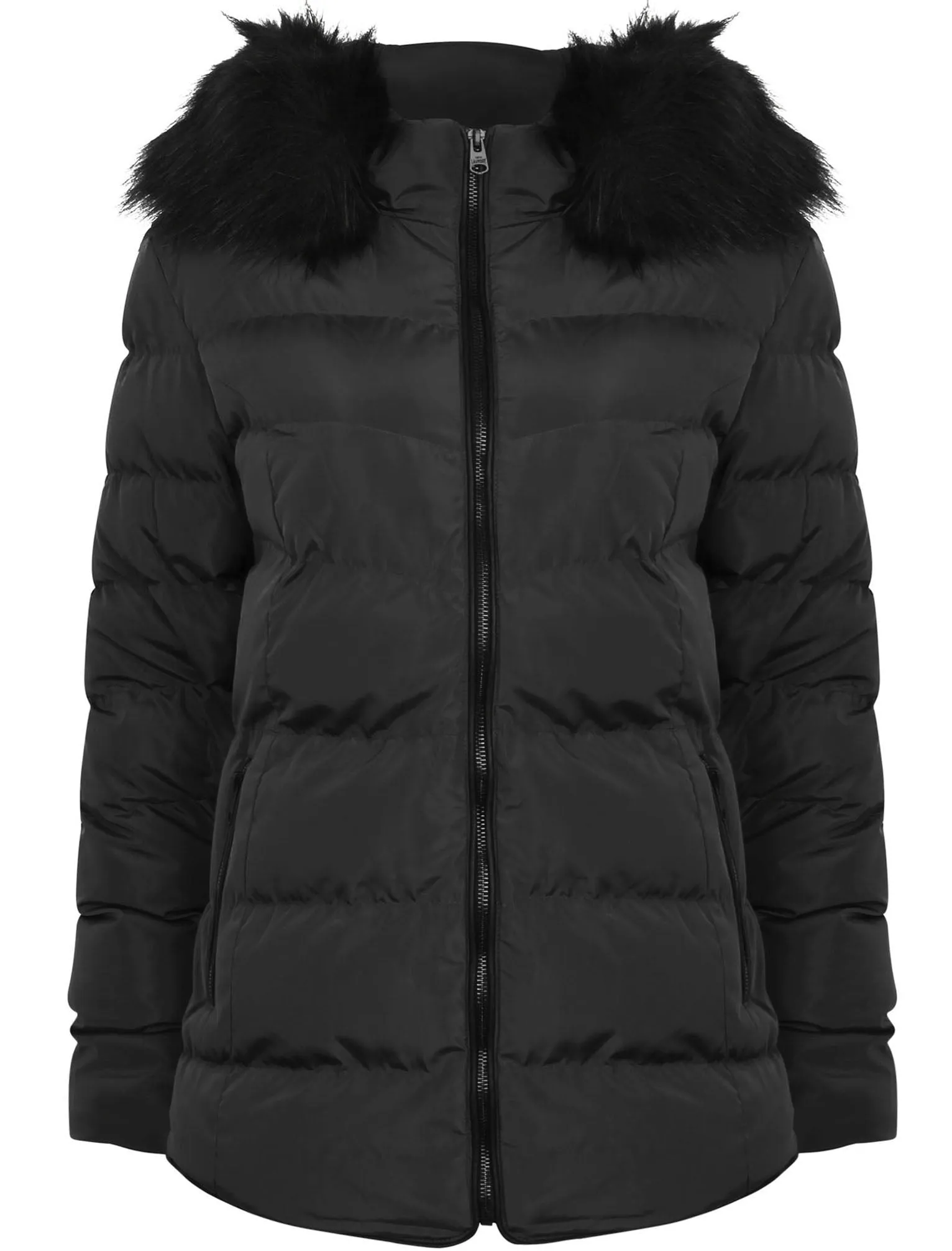 Adley Quilted Jacket with Detachable Fur Trim in Black - Tokyo Laundry