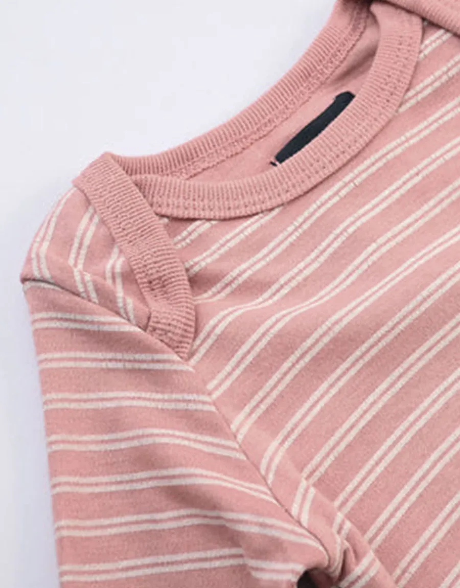 Baby Romper (Pack of 2)-Grey/Pink & Stripe