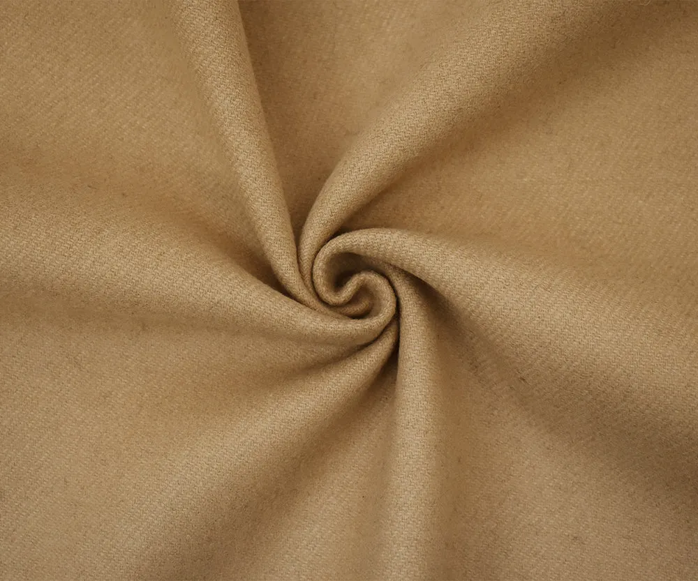 Beige Melton Wool Double Woven Twill Jacketing Fabric