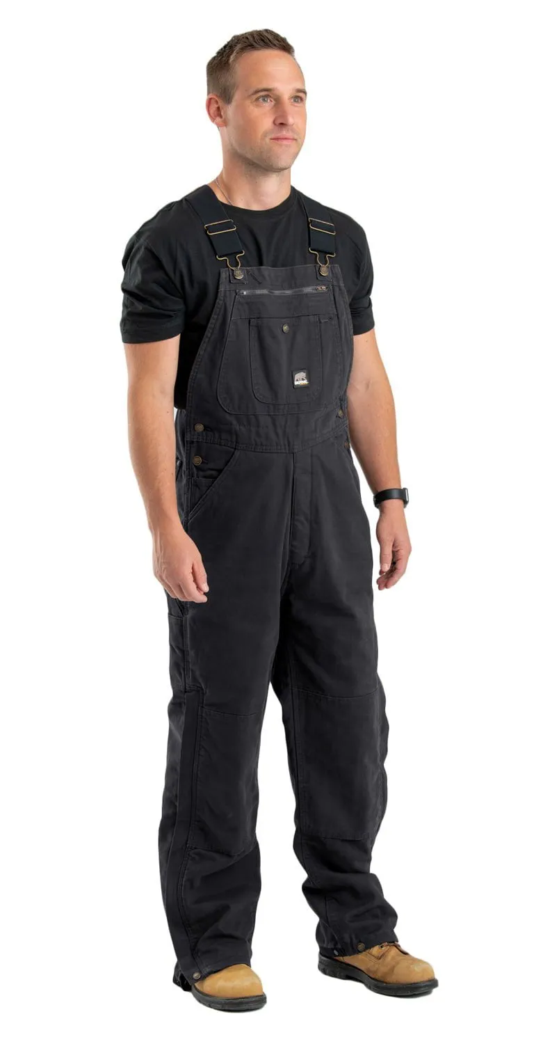 Berne Mens Heartland Insulated Washed Duck Black 100% Cotton Bib Overall