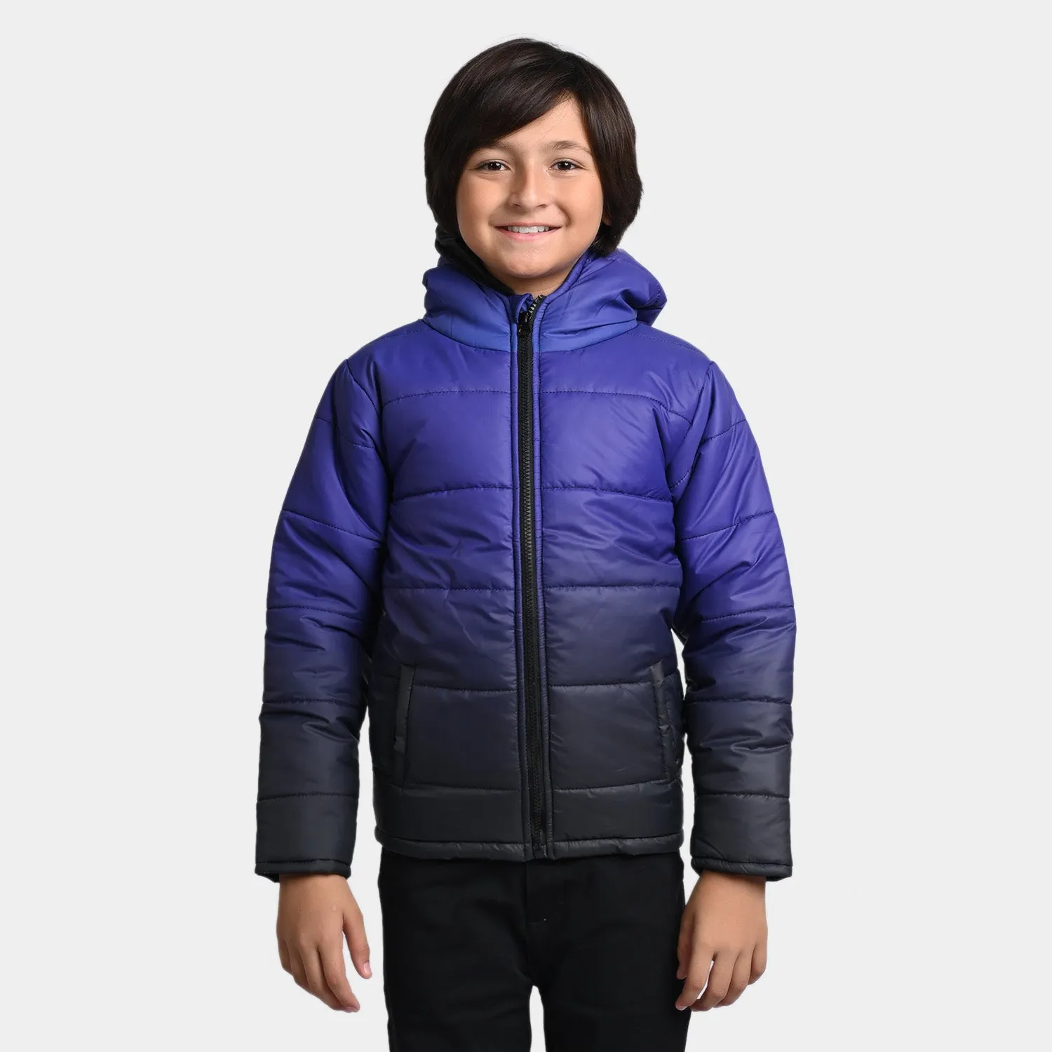 Boys Taffeta Quilted Jacket Blue Dip Dye-Blue