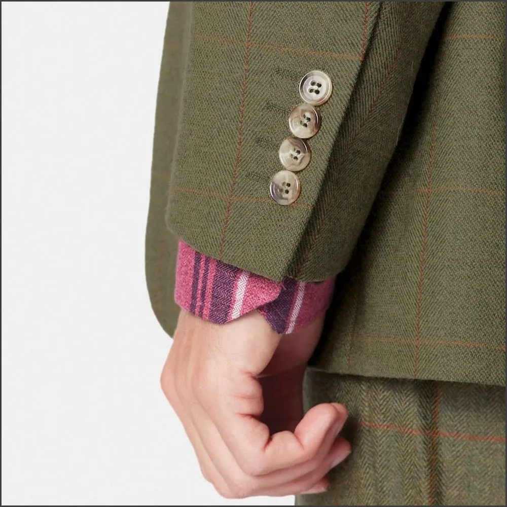 Brook Taverner Dalton Olive Check Wool Suit - Waistcoat Optional--