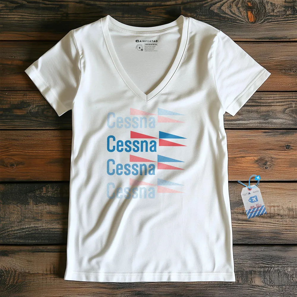 Cessna Logo Fade - Women's V-Neck T-Shirt