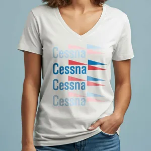 Cessna Logo Fade - Women's V-Neck T-Shirt