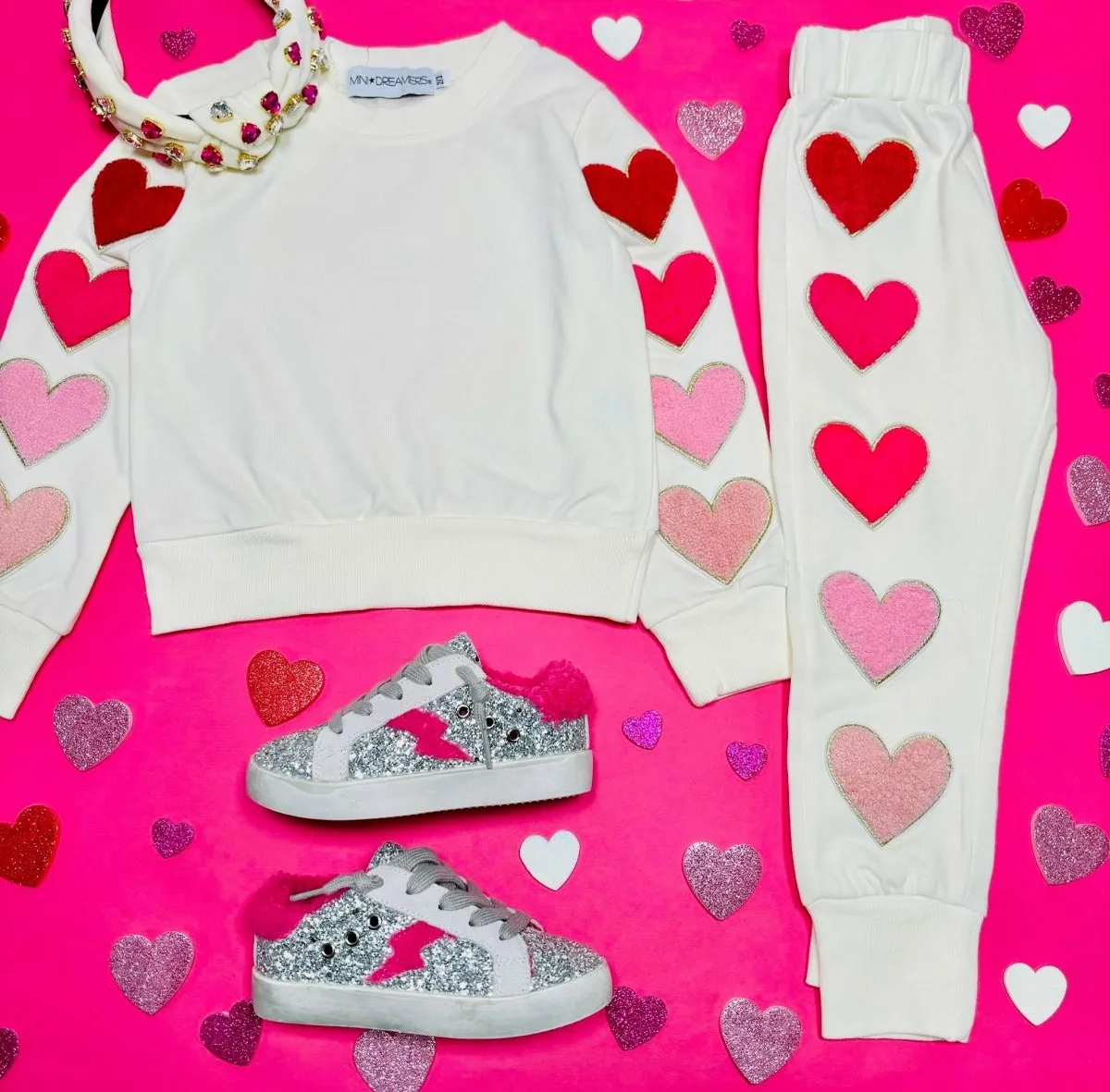 CHLOE OMBRÉ HEARTS SWEATSHIRT AND SWEATPANTS SET