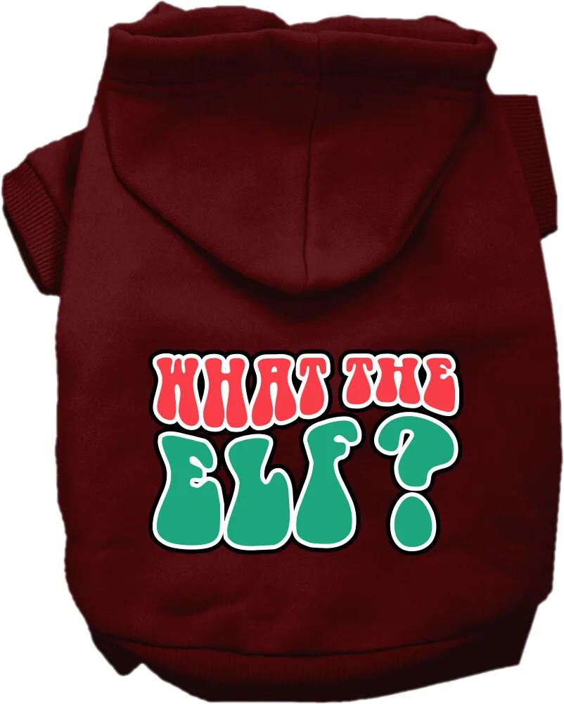 Christmas Pet, Dog and Cat Hoodie Screen Printed, "What The Elf"