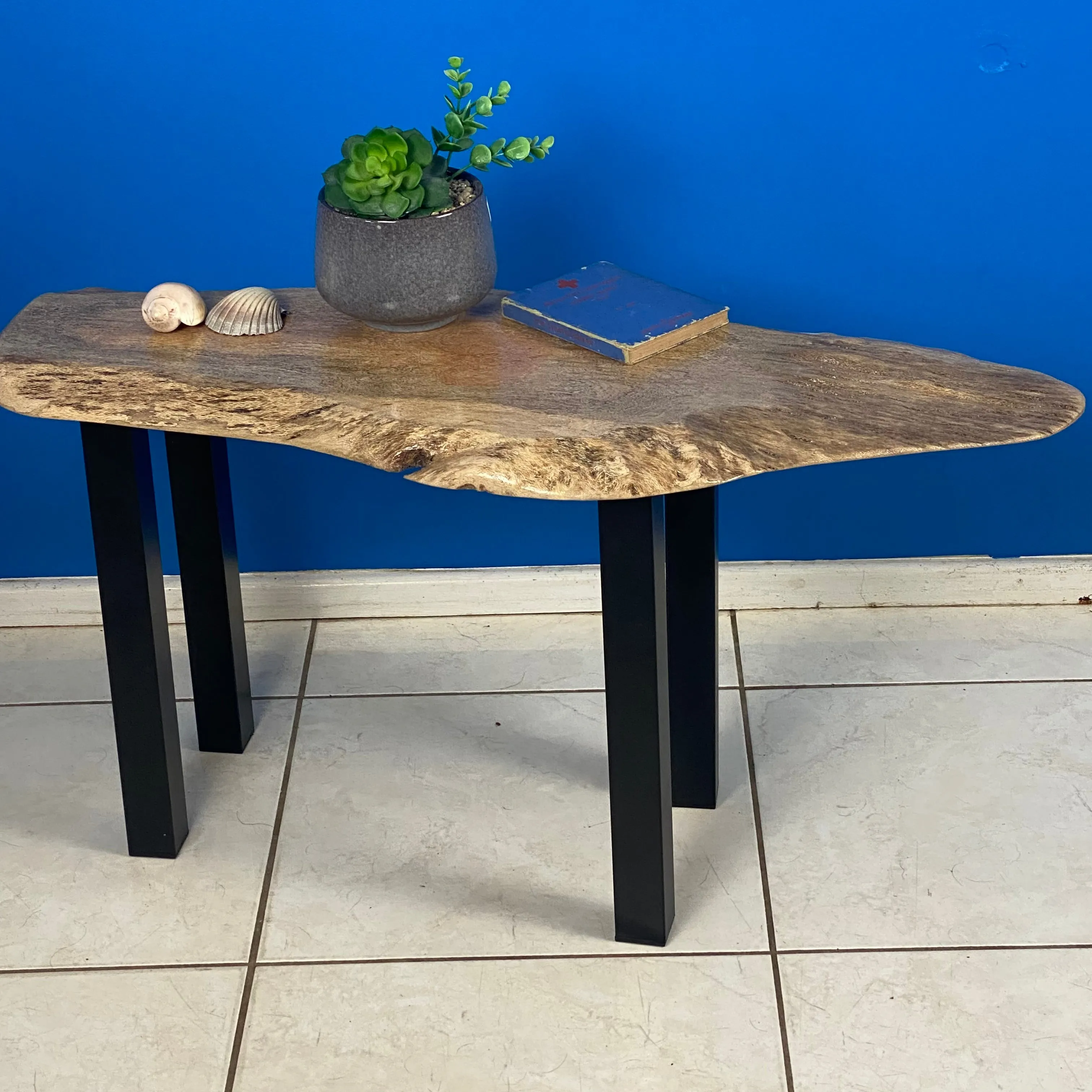 Coffee side table Silky Oak handmade with legs-Australian made.