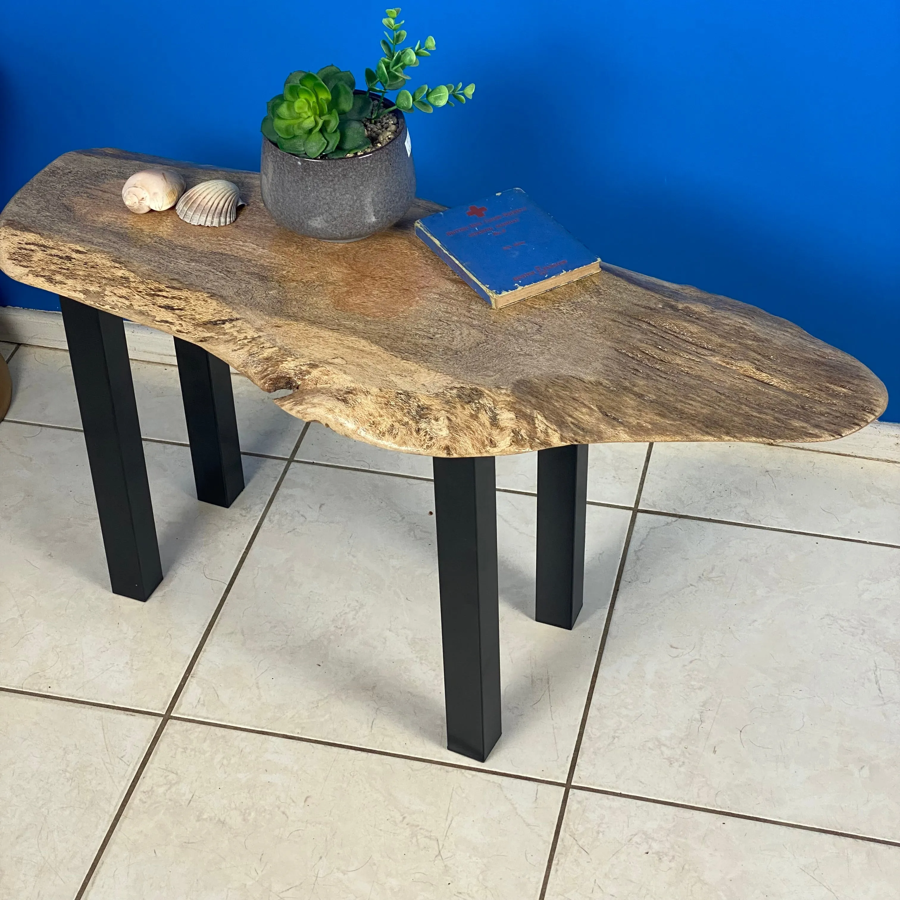 Coffee side table Silky Oak handmade with legs-Australian made.