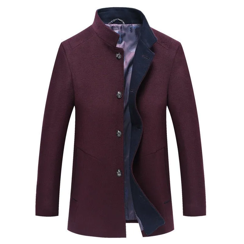 Comfortable Woolen Mid-Length Single-Breasted Winter Trench Coat