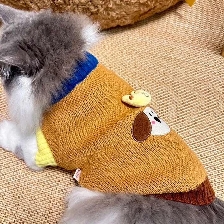 Cute Plush Cartoon Embroidered Pet Knitted Sweaters