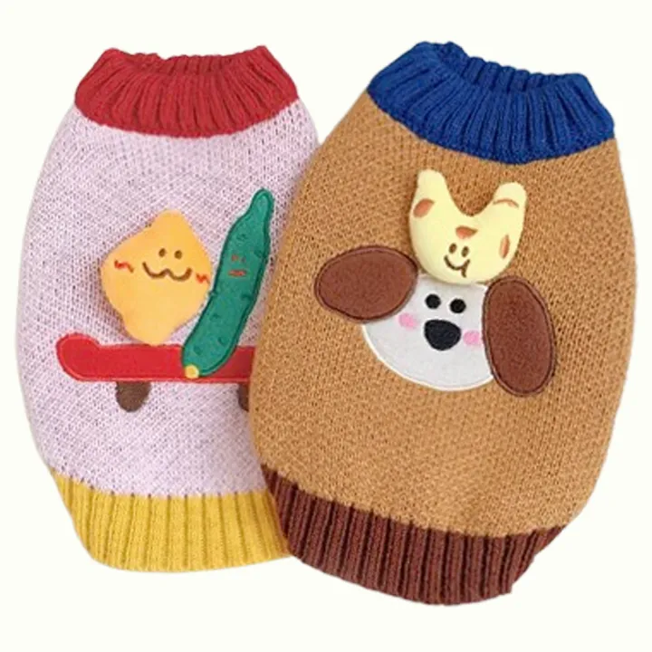 Cute Plush Cartoon Embroidered Pet Knitted Sweaters