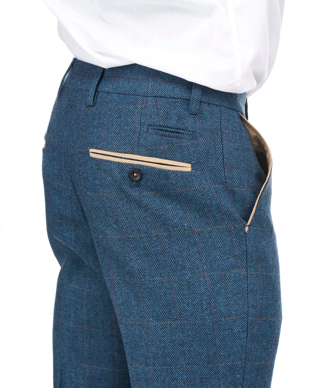 Dion Vintage Blue Tweed Trousers :- Check Suit