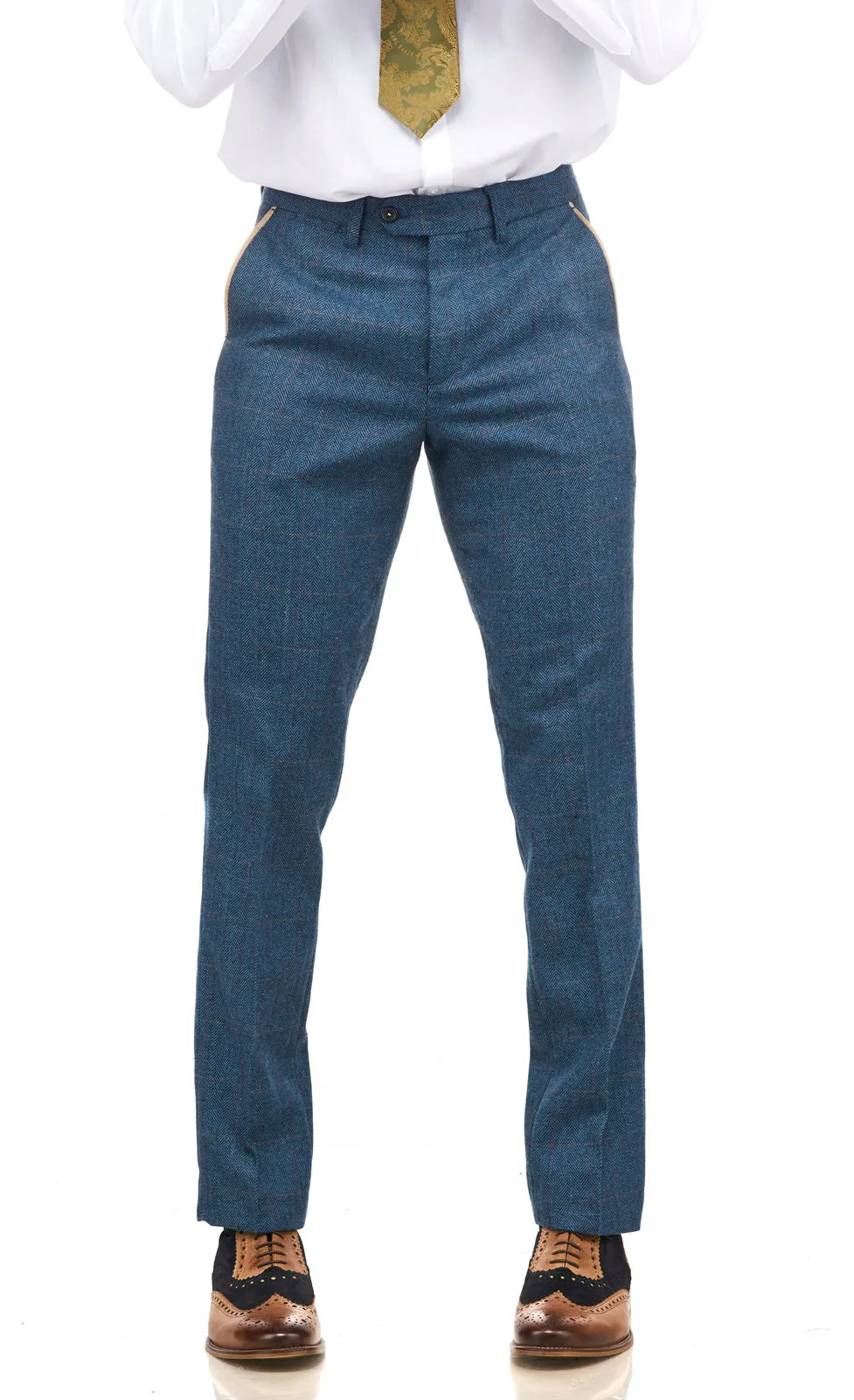 Dion Vintage Blue Tweed Trousers :- Check Suit