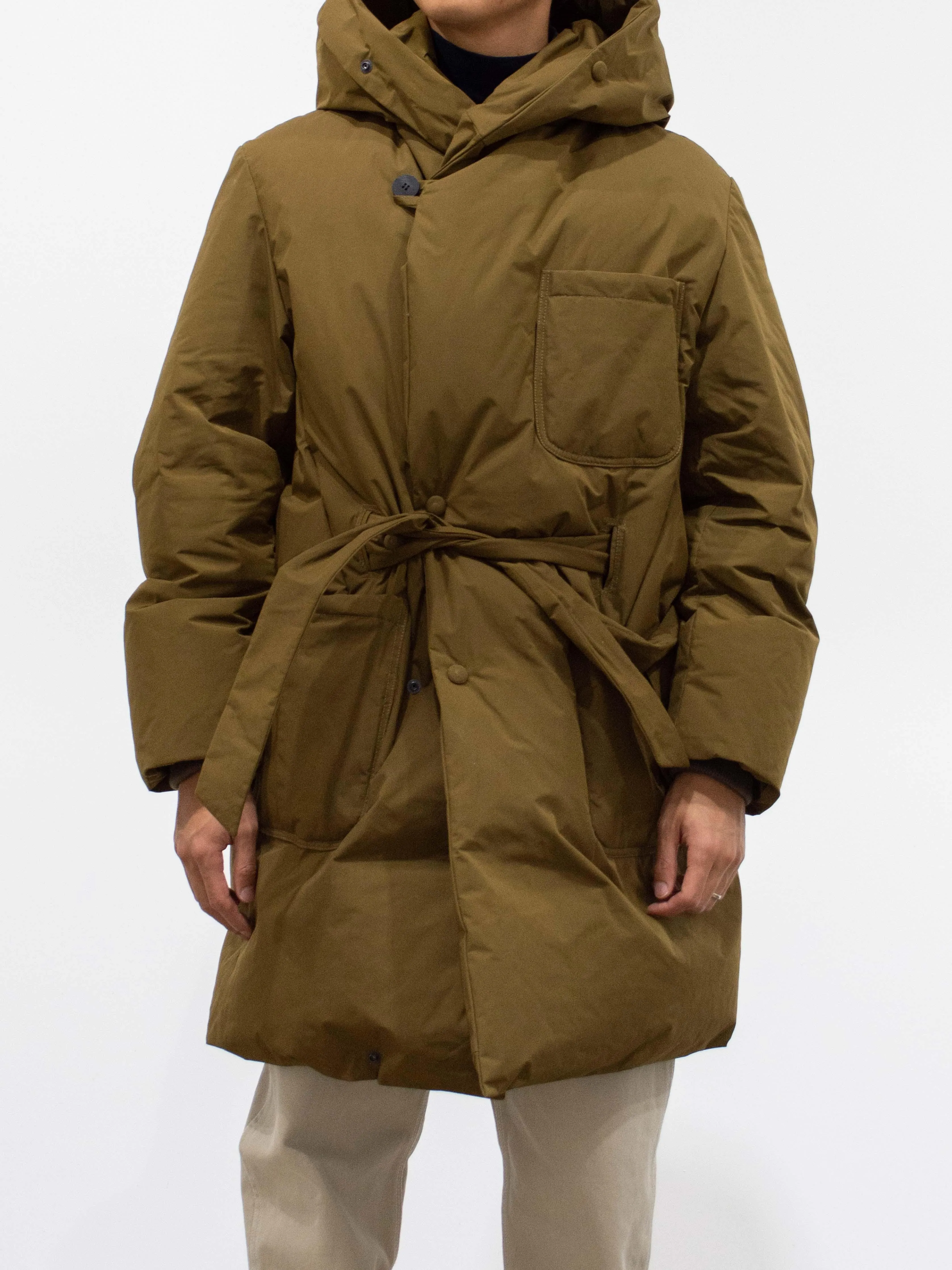 Duck Down Robe Hooded Coat - Moka Brown