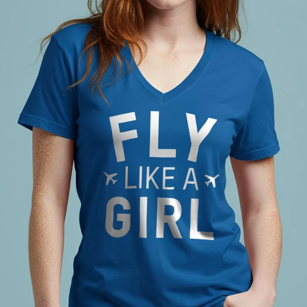 Fly Like A Girl - Women's V-Neck T-Shirt