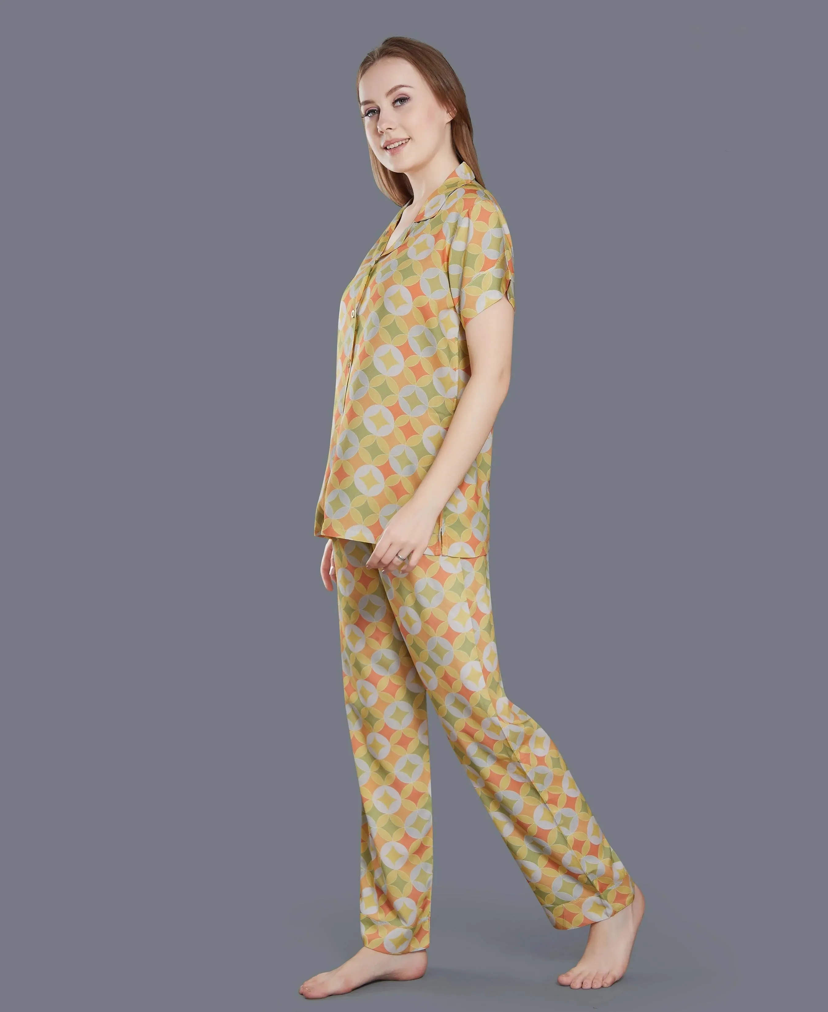 Geometric Print Night Suit