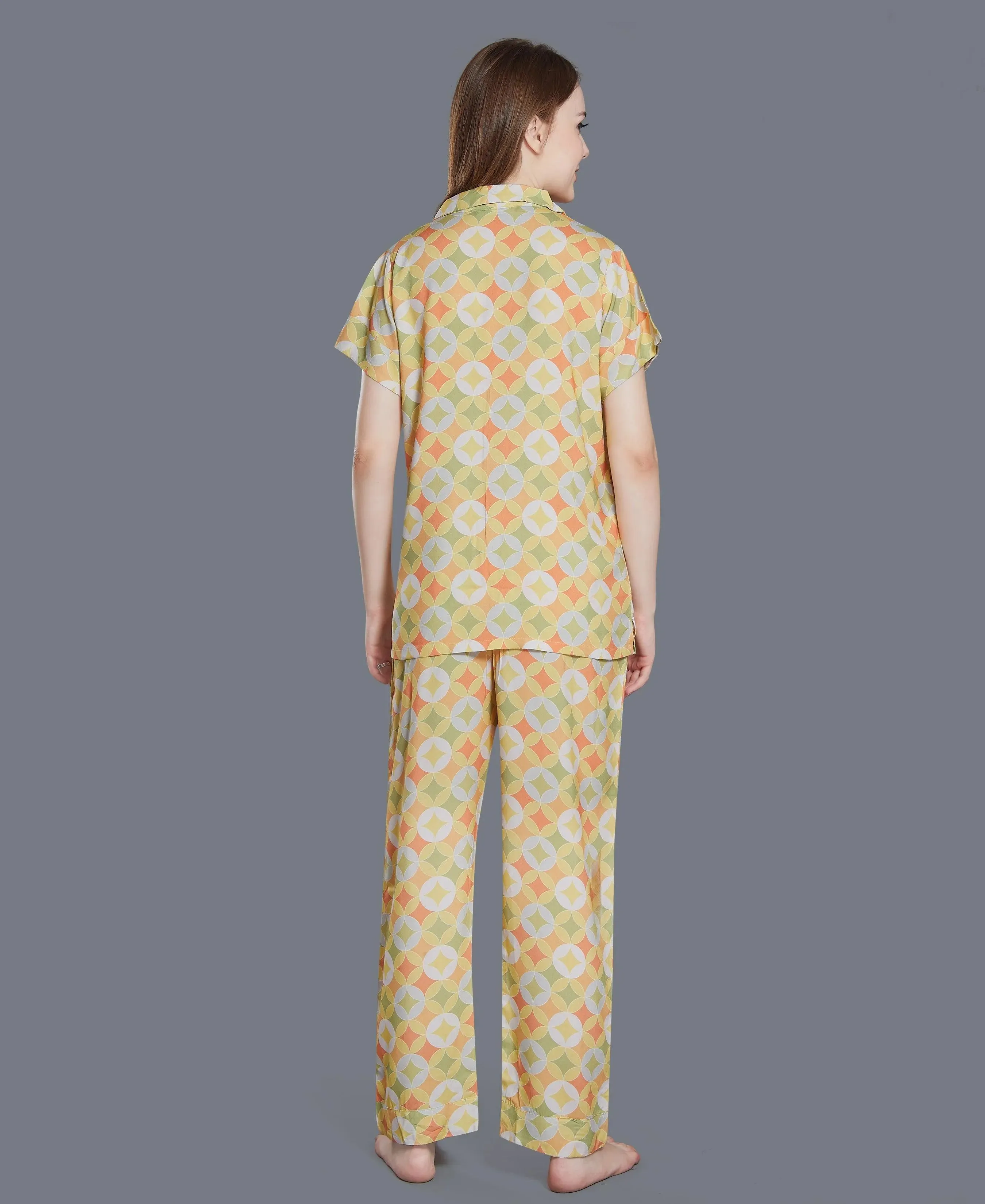 Geometric Print Night Suit