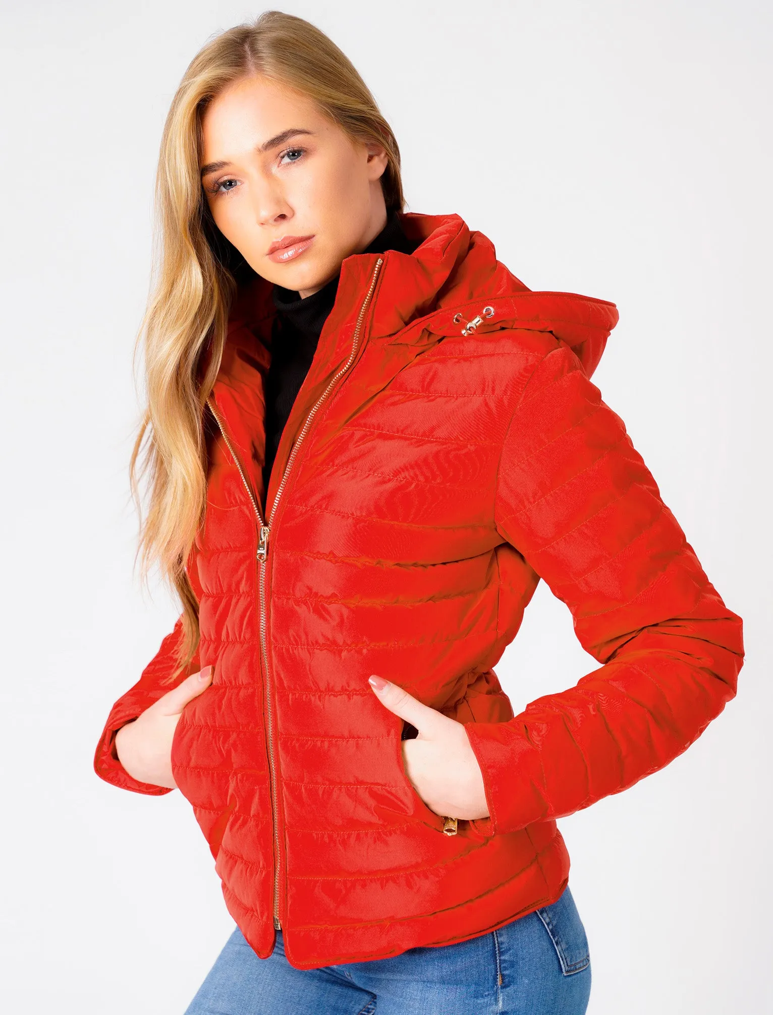 Ginger 2 Quilted Hooded Puffer Jacket in Crimson - Tokyo Laundry