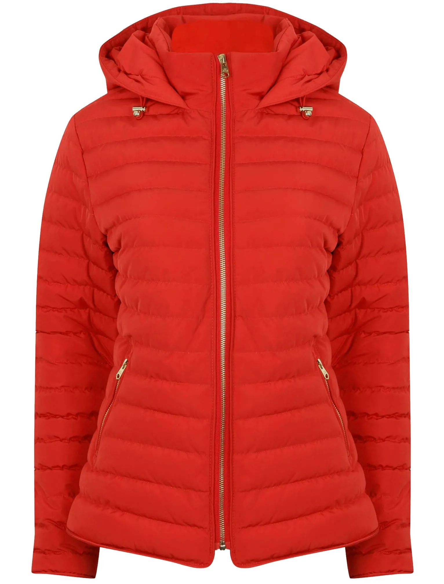 Ginger 2 Quilted Hooded Puffer Jacket in Crimson - Tokyo Laundry