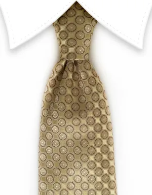 Golden Taupe Floral Geometric Tie