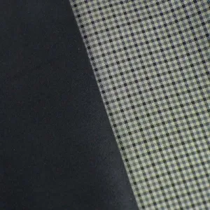 Gray/Black Wool Blend Plaid Doubleweave Jacketing Fabric