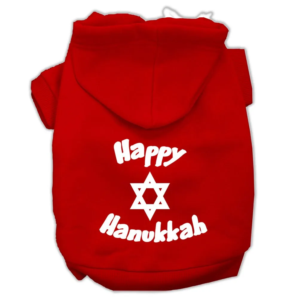 Hanukkah Pet Dog & Cat Hoodie Screen Printed, "Happy Hanukkah"