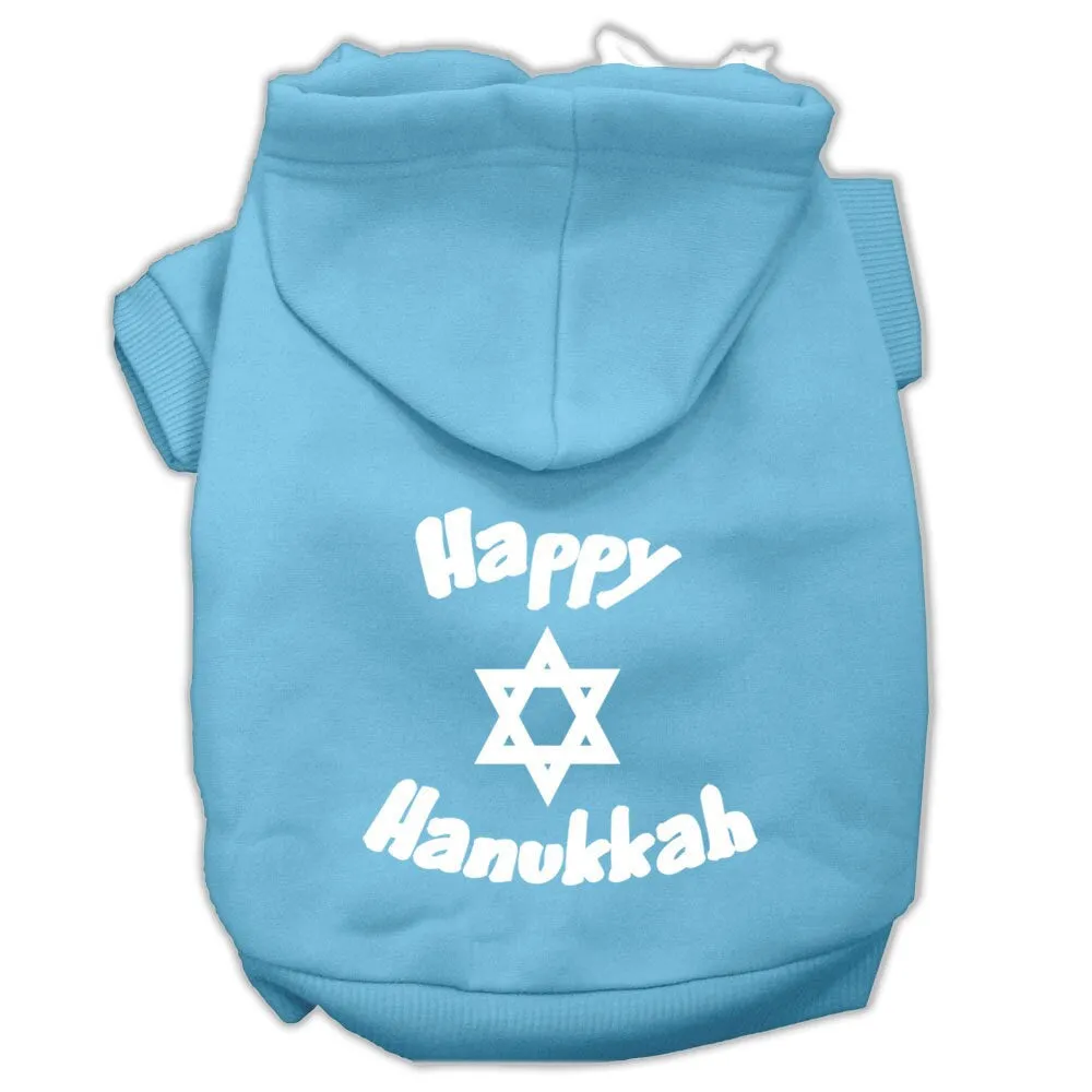 Hanukkah Pet Dog & Cat Hoodie Screen Printed, "Happy Hanukkah"