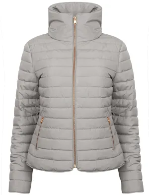 Honey 2 Funnel Neck Quilted Jacket in Silver Sconce - Tokyo Laundry