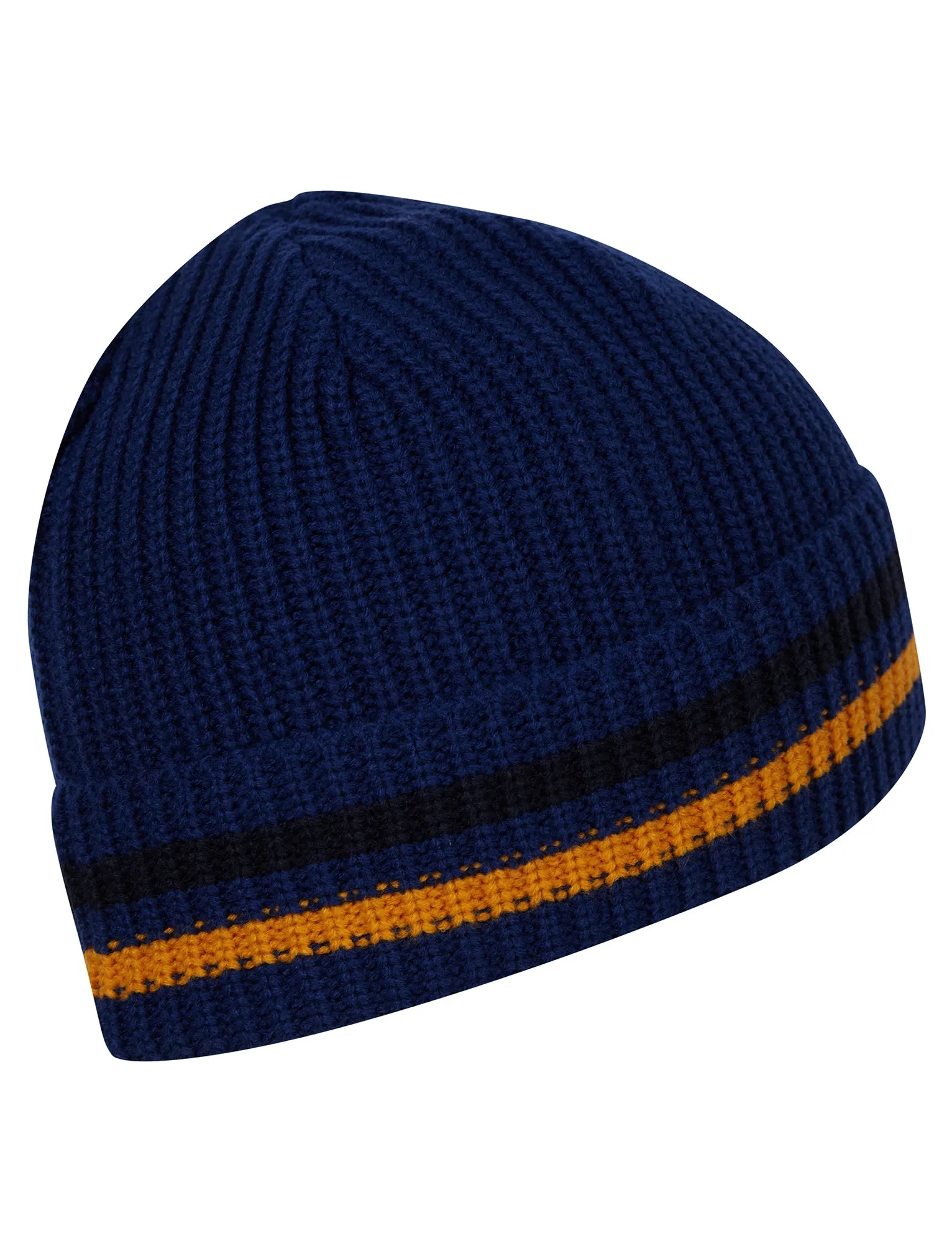 Men's Arnfinn Striped Rib Knit Beanie Hat in Twilight Blue - Tokyo Laundry