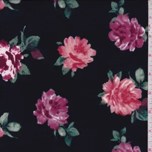 Midnight Floral Bloom Double Brushed Jersey Knit Fabric