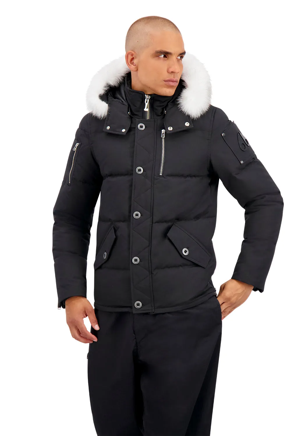 Moose Knuckles Mens 3Q Jacket in Black with Natural Fox Fur