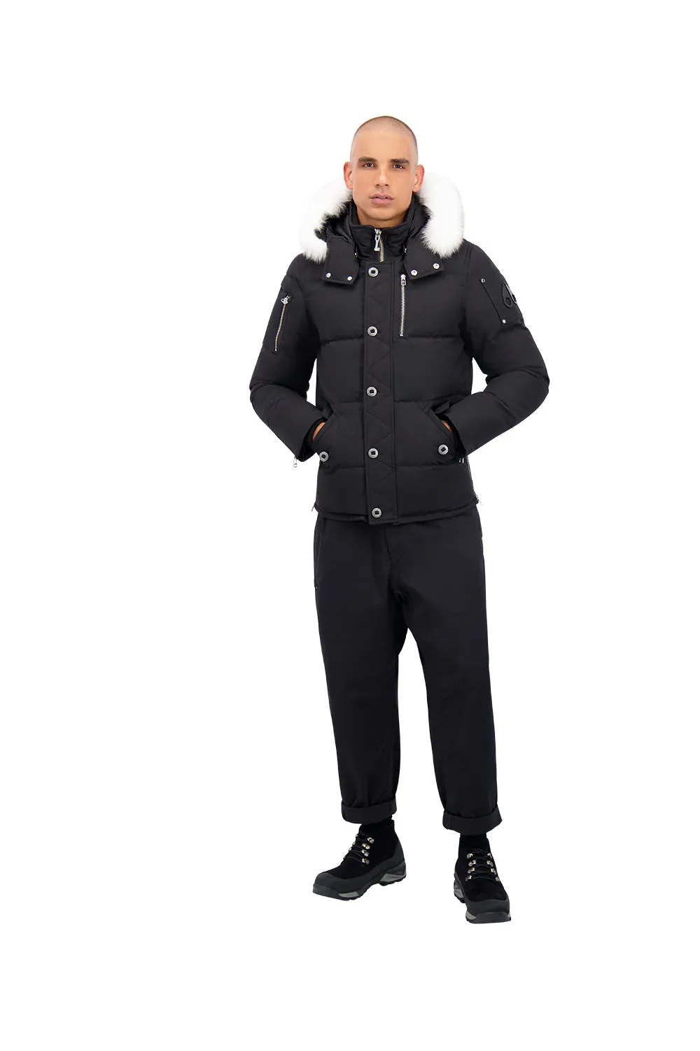 Moose Knuckles Mens 3Q Jacket in Black with Natural Fox Fur