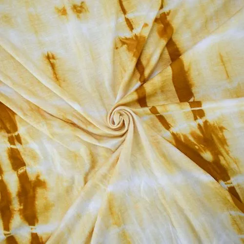 Mustard/Rust/White Tie Dye Rayon Jersey Knit Fabric