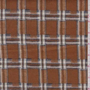 Navy/Pecan/White Abstract Plaid Woven Jacketing Fabric