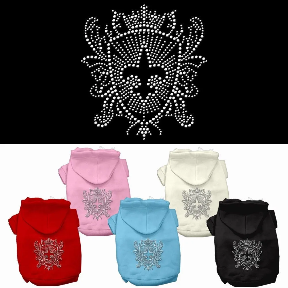 Pet Dog & Cat Hoodie Rhinestone, "Fleur De Lis Shield"