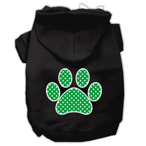 Pet Dog & Cat Hoodie Screen Printed, "Green Swiss Dots Paw"