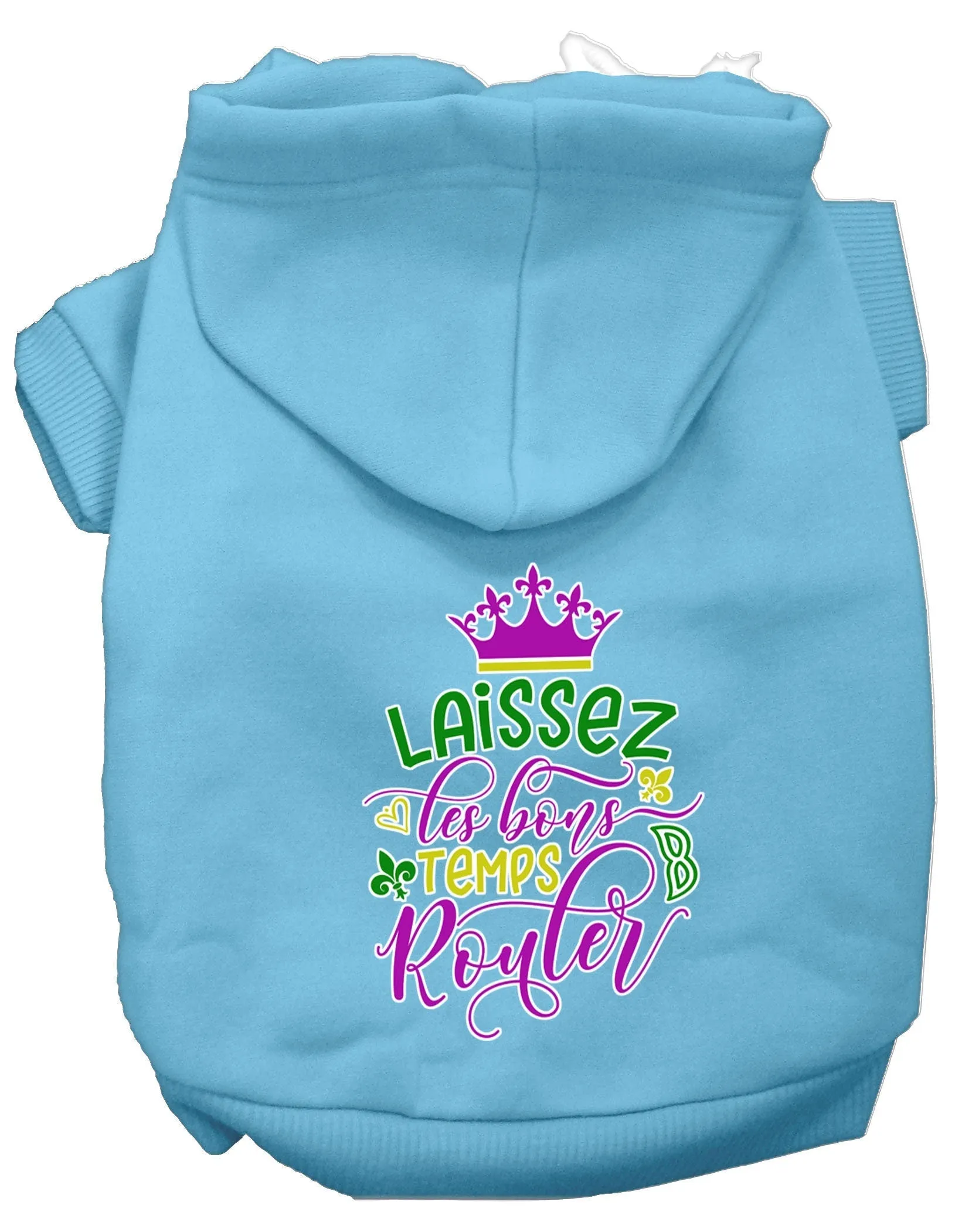 Pet Dog & Cat Hoodie Screen Printed, "Laissez Les Bons Temps Rouler"