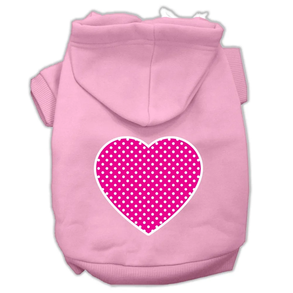 Pet Dog & Cat Hoodie Screen Printed, "Pink Swiss Dots Heart"