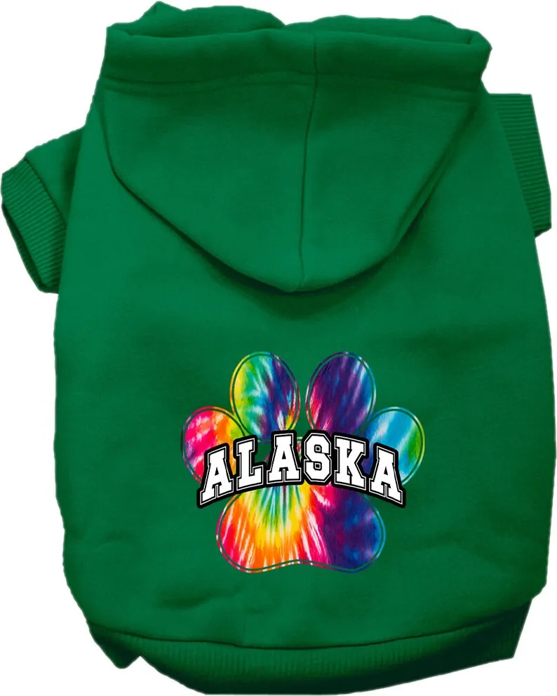 Pet Dog & Cat Screen Printed Hoodie for Medium to Large Pets (Sizes 2XL-6XL), "Alaska Bright Tie Dye"