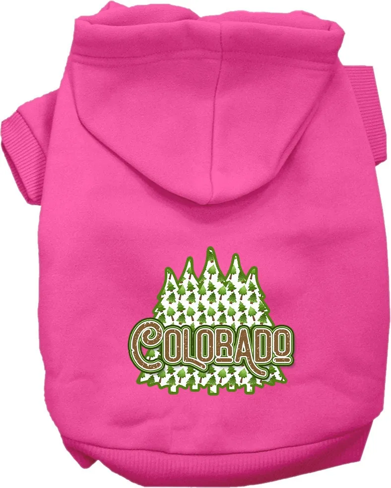 Pet Dog & Cat Screen Printed Hoodie for Medium to Large Pets (Sizes 2XL-6XL), "Colorado Woodland Trees"