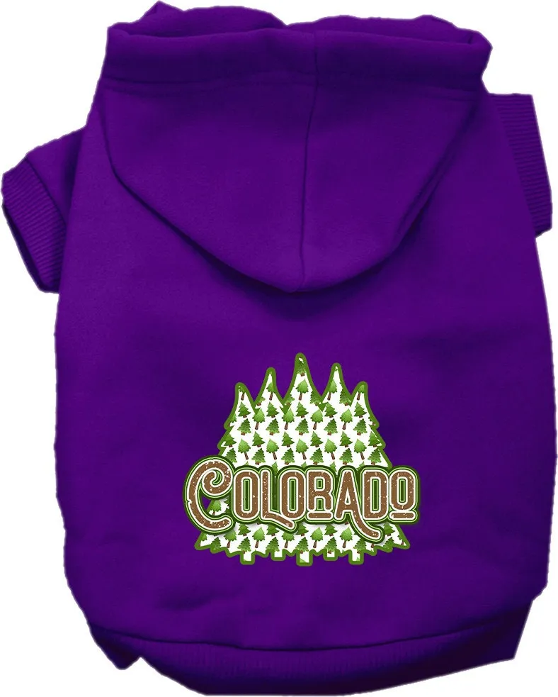 Pet Dog & Cat Screen Printed Hoodie for Medium to Large Pets (Sizes 2XL-6XL), "Colorado Woodland Trees"