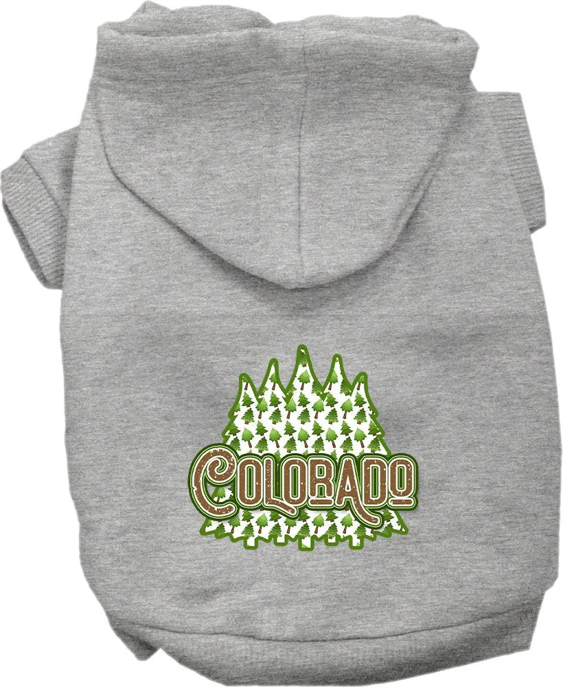 Pet Dog & Cat Screen Printed Hoodie for Medium to Large Pets (Sizes 2XL-6XL), "Colorado Woodland Trees"