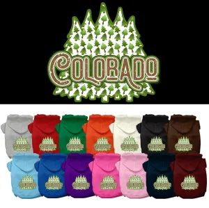 Pet Dog & Cat Screen Printed Hoodie for Medium to Large Pets (Sizes 2XL-6XL), "Colorado Woodland Trees"