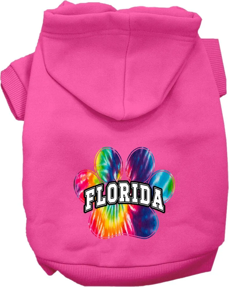 Pet Dog & Cat Screen Printed Hoodie for Medium to Large Pets (Sizes 2XL-6XL), "Florida Bright Tie Dye"