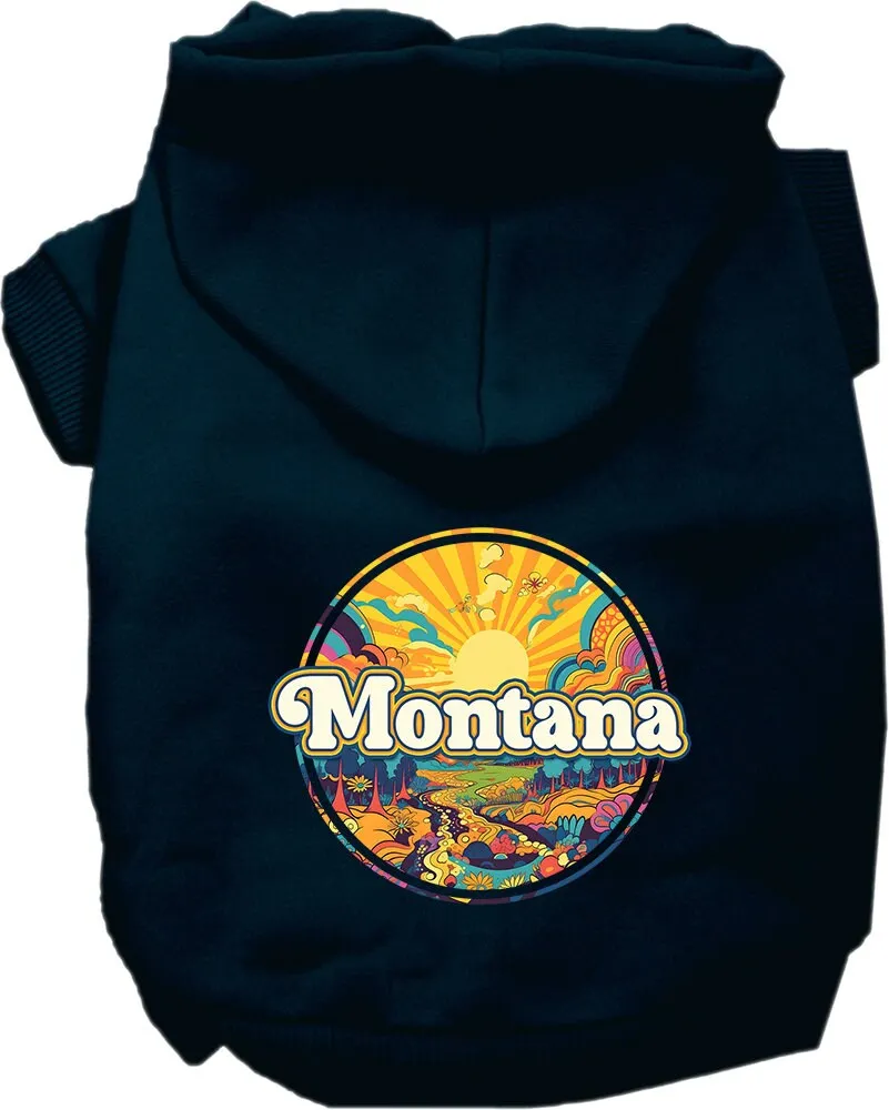 Pet Dog & Cat Screen Printed Hoodie for Medium to Large Pets (Sizes 2XL-6XL), "Montana Trippy Peaks"