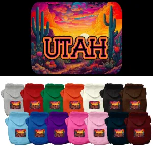 Pet Dog & Cat Screen Printed Hoodie for Medium to Large Pets (Sizes 2XL-6XL), "Utah Neon Desert"