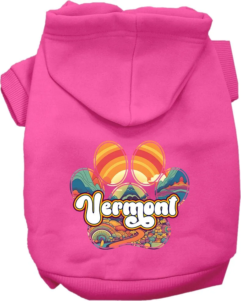 Pet Dog & Cat Screen Printed Hoodie for Medium to Large Pets (Sizes 2XL-6XL), "Vermont Groovy Summit"