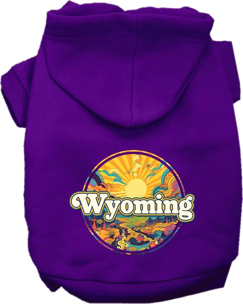 Pet Dog & Cat Screen Printed Hoodie for Medium to Large Pets (Sizes 2XL-6XL), "Wyoming Trippy Peaks"