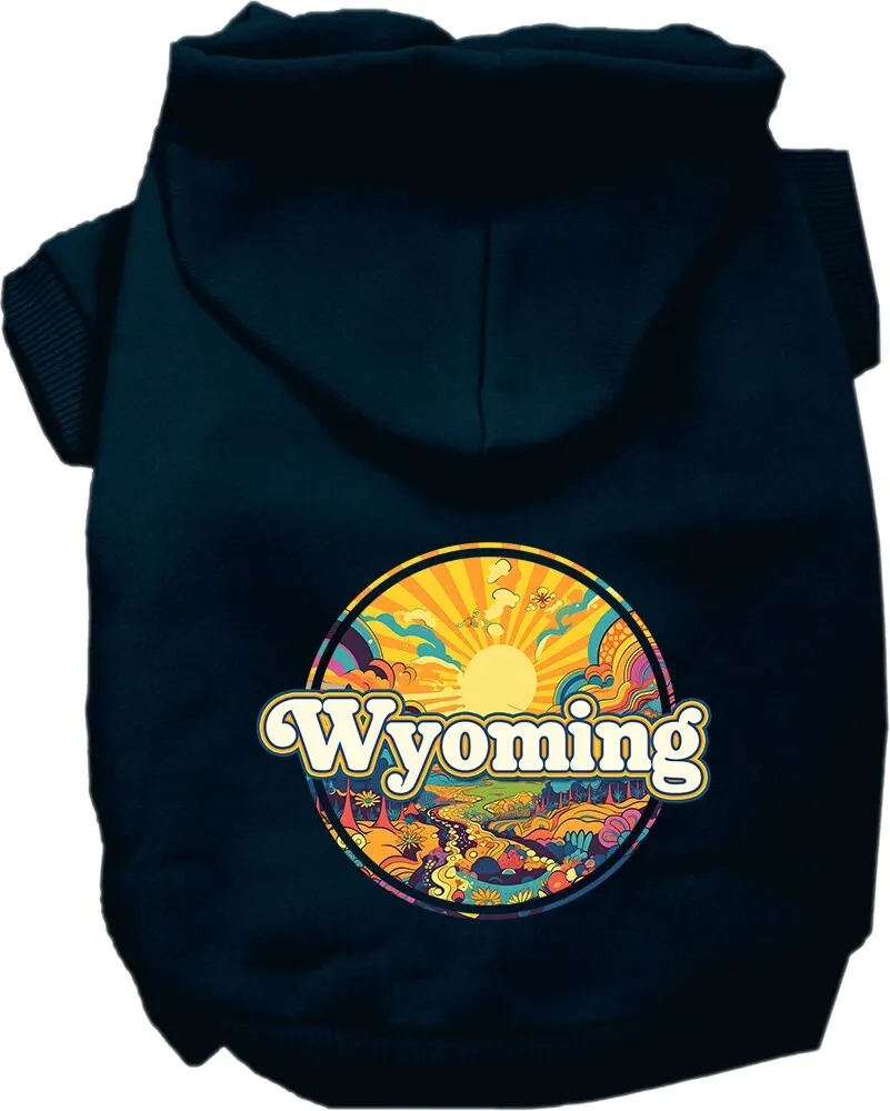 Pet Dog & Cat Screen Printed Hoodie for Medium to Large Pets (Sizes 2XL-6XL), "Wyoming Trippy Peaks"